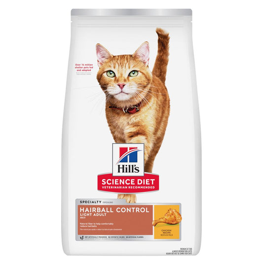 Hills Science Diet cat food bag with a cat on the label against a white background