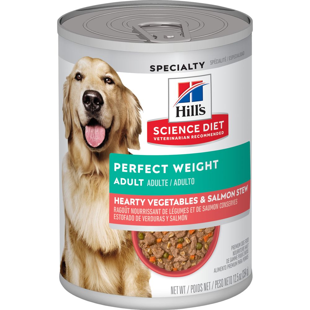 Hill’s Science Diet Adult Perfect Weight Vegetable & Salmon Stew Wet Dog Food, 12.5 oz, 12 cans